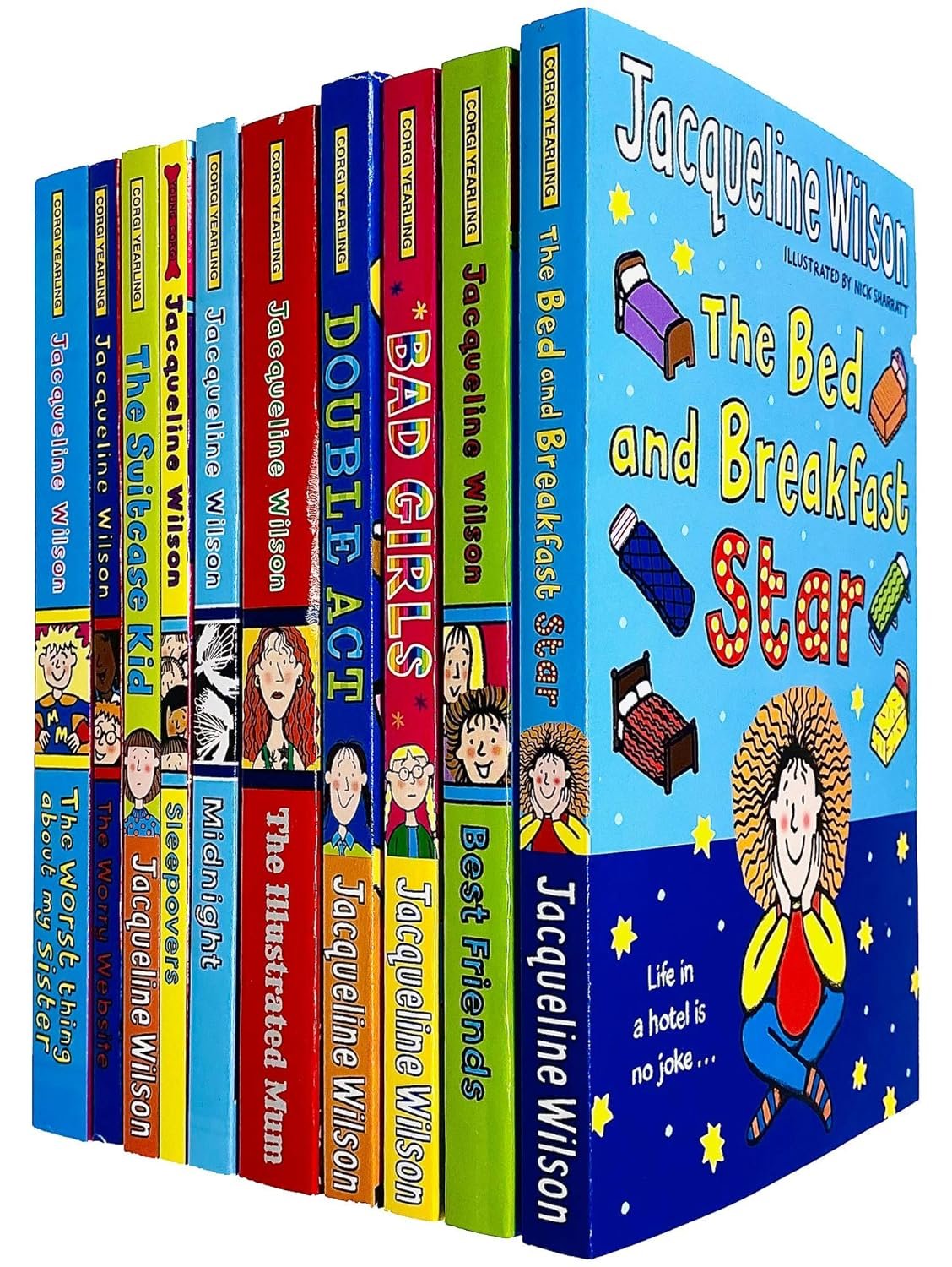 Jacqueline Wilson 10 Books Collection Set (Bed and Breakfast Star, BestFriends, Bad Girls, Double Act, Illustrated Mum, Midnight, Sleepovers, Suitcase Kid & MORE!)